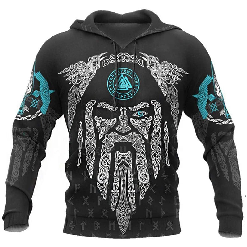 2024 Mens Hoodies Eagle Tattoo Pattern Vikings 3D Printed Fashion Casual Harajuku Hip Hop Autumn And Winter Oversized Sudaderas, Produit gaming premium Fraquane, équipement gamer