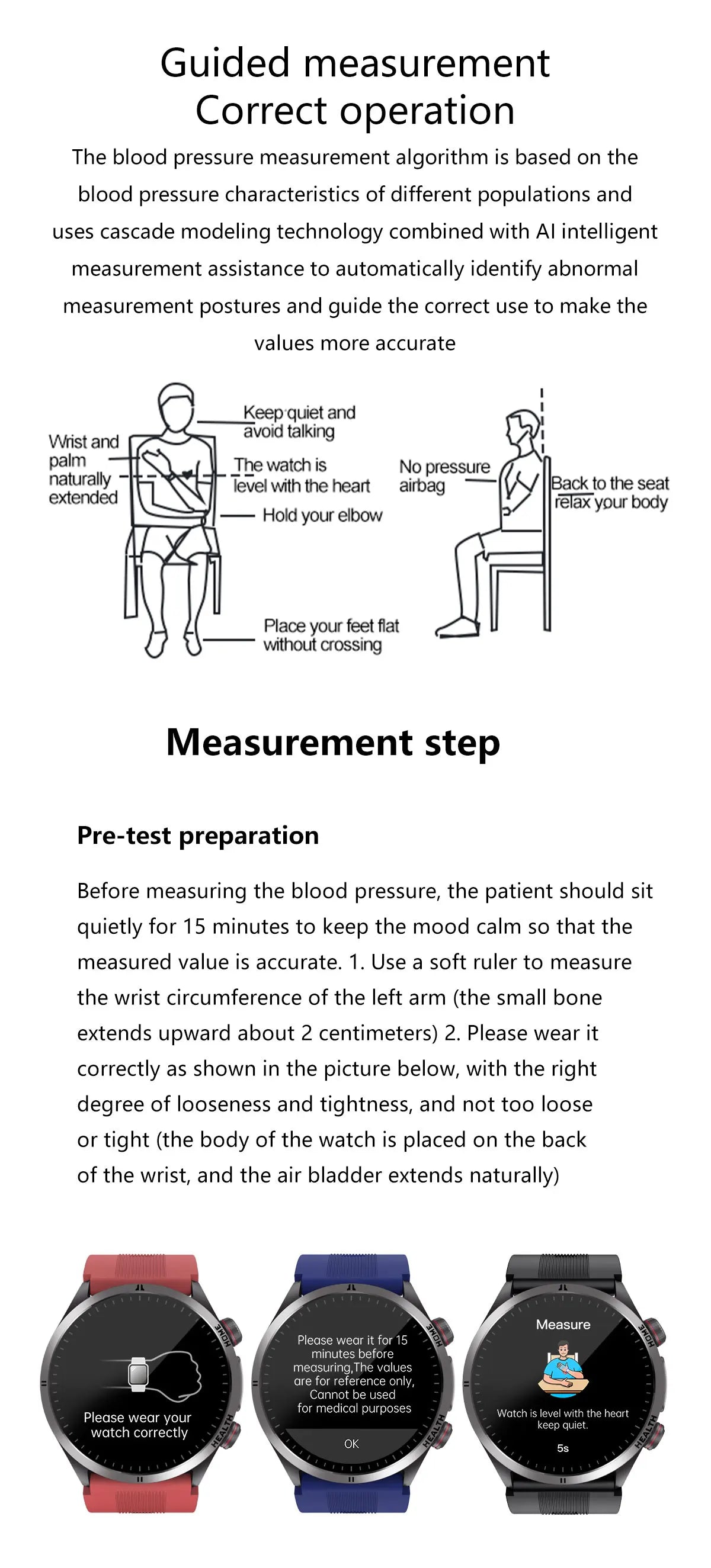 2026New Blood Pressure Air Pump Airbag Accurate Measure Smart Watch Men Micro Physical Examination Health ECG Smartwatch NFC BOX