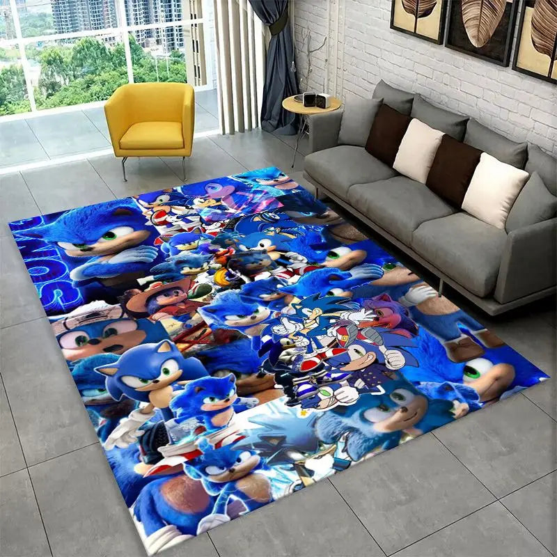 Classic Game S-Sonic Cartoon Non-Slip Area Rug for Living Room,Bedroom,Playroom,Soft Carpet Floor Mat Home Decor Rug Kids Room