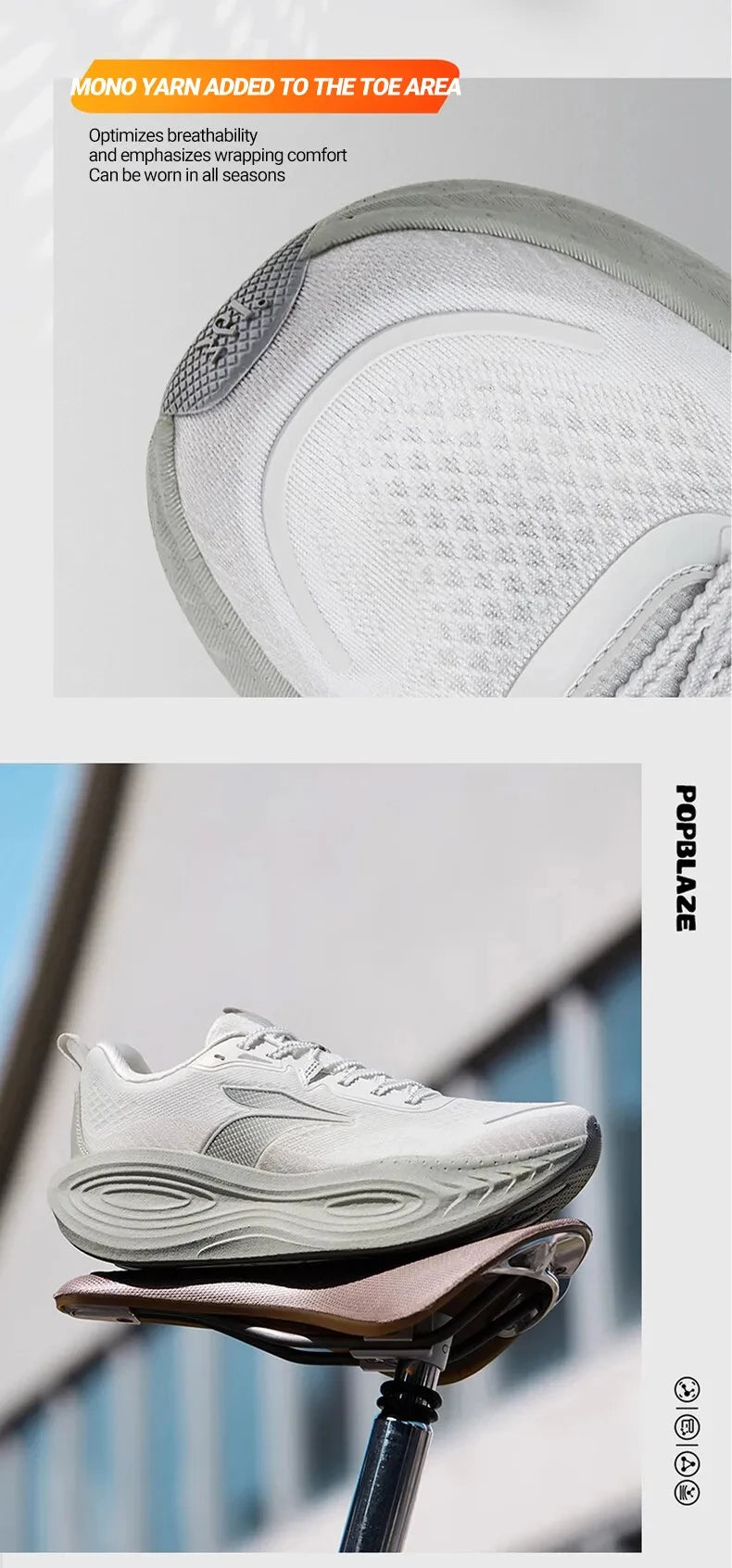 361 Degrees PopBlaze 5 Herren-Laufschuhe – Neue Dämpfung, dicke Sohle, atmungsaktiv, rutschfest, Outdoor-Jogging, Herren-Sneaker 672532212