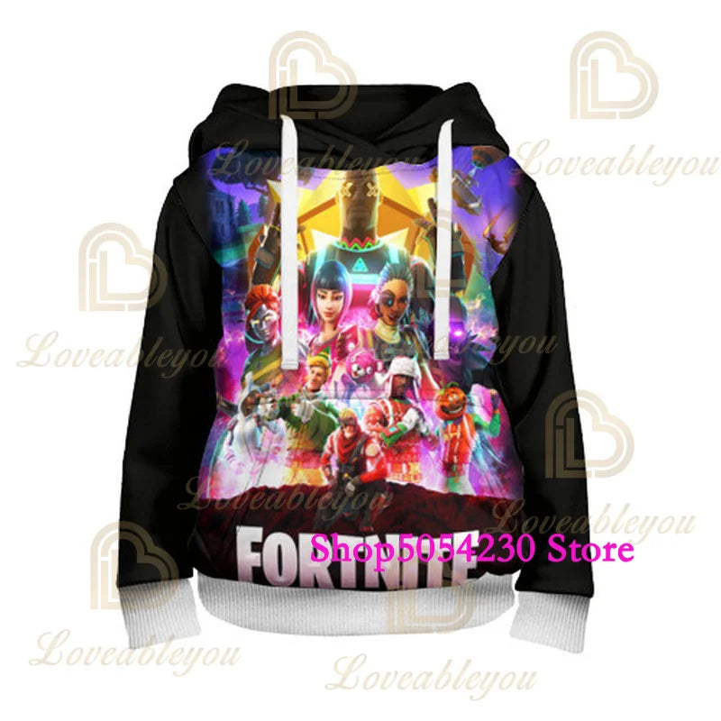 3D Printed Llama Fortnite Hoodie Battle Royale Cartoon Sweatshirts for Men And Women Game Hero Hooded Shirt for Teens