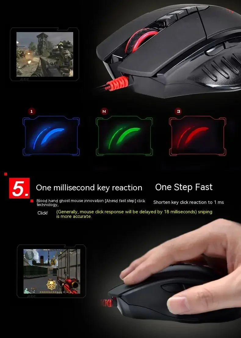 Bloody V7M kabelgebundene Maus RGB leichtes ergonomisches Design 4000dpi PC Büro E-Sports Gaming Makroprogrammierung Maus für CF LOL CS