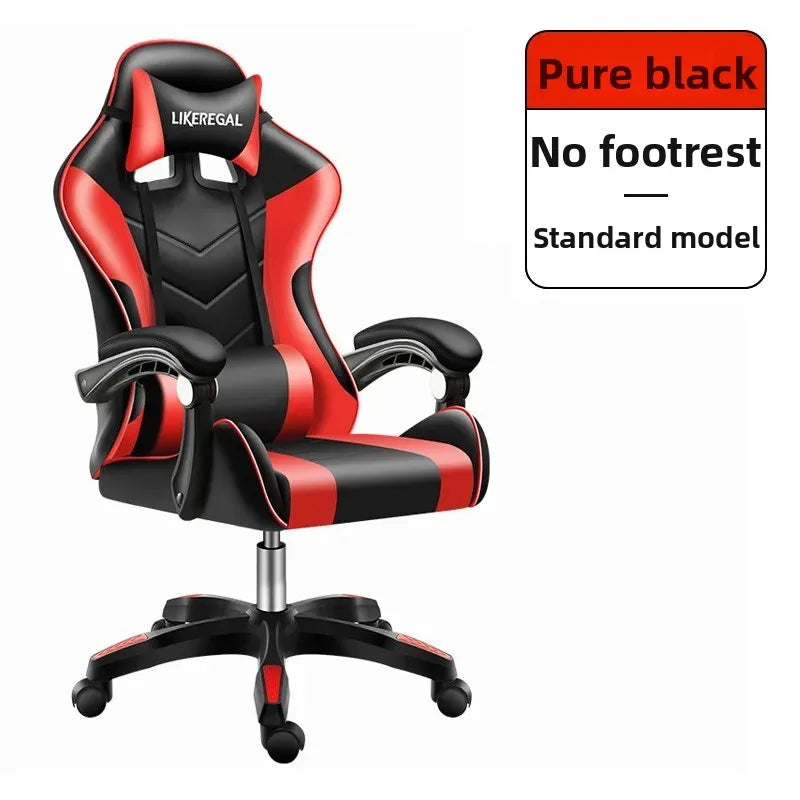Ergonomic Gaming Chair with Footrest, Reclining Office Computer Chair, Adjustable Height Leather Gaming Chair with Lumbar Support