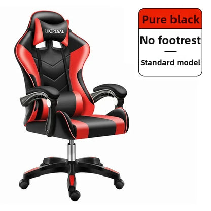 Ergonomic Gaming Chair with Footrest, Reclining Office Computer Chair, Adjustable Height Leather Gaming Chair with Lumbar Support