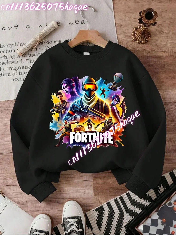 Fortnite Series Kids Sweatshirts Trendy Boys Girl Long Sleeves Pullover Tops Autumn Winter Cartoon Child Clothes Birthday Gifts
