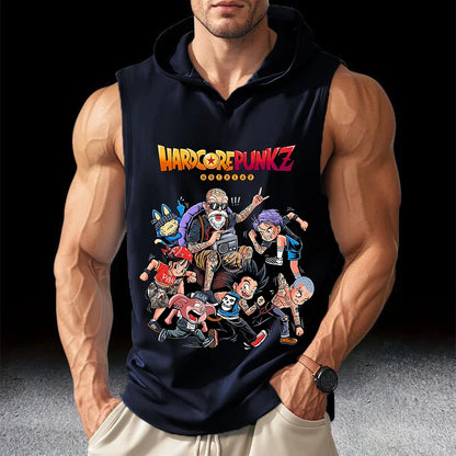 Dragon Ball Streetwear Men Running Tank Tops Sleeveless Sport T-shirt Fitness Training Workout Tee Sportwear Hooded Summer Vest