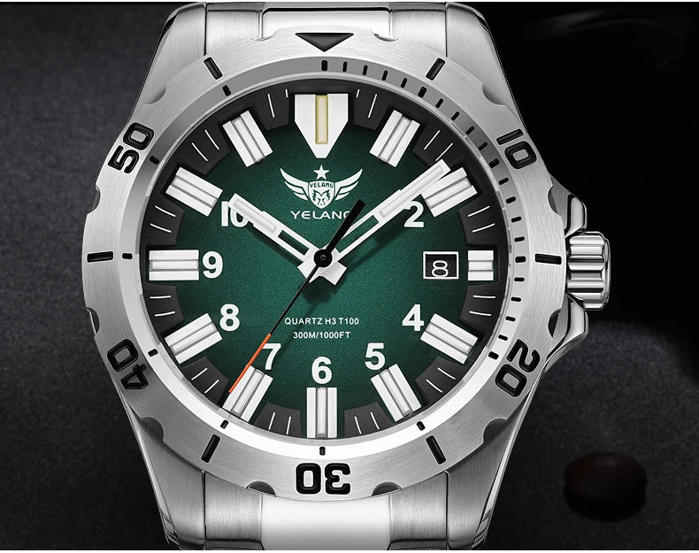 YELANG V1036 42mm Men Quartz Watch Luminous 10 Years Lithium Movement Rotated Dial 30ATM 300m Waterproof Military Style Watches