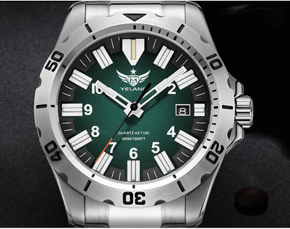 YELANG V1036 42mm Men Quartz Watch Luminous 10 Years Lithium Movement Rotated Dial 30ATM 300m Waterproof Military Style Watches
