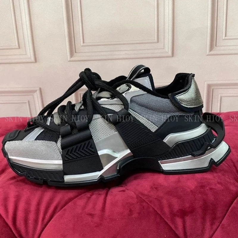 2026 Fashion Women Sneakers Size 35-46 High Quality Platform Sneakers Men Casual Shoes Sports Running Shoes Lace-Up Patchwork