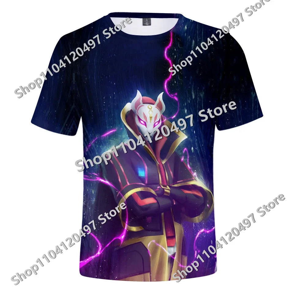 Japanese Anime Fortnite Summer T-shirt for Men and Women Battle Royale Short-Sleeved Casual Comfortable Loose Harajuku Streetwear