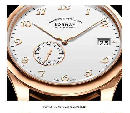 BORMAN Men Luxury Watch 41MM Automatic Watches Mechanical Wristwatch Ulththin Waterproof Sapphire Small Rotor Butterfly Clasp