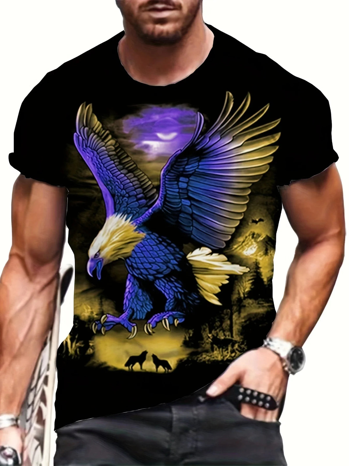 Fashion Eagle T-shirts met print Luxe T-shirt Zomer T-shirts voor heren Casual tops T-shirt met korte mouwen 3D-print Herenkleding