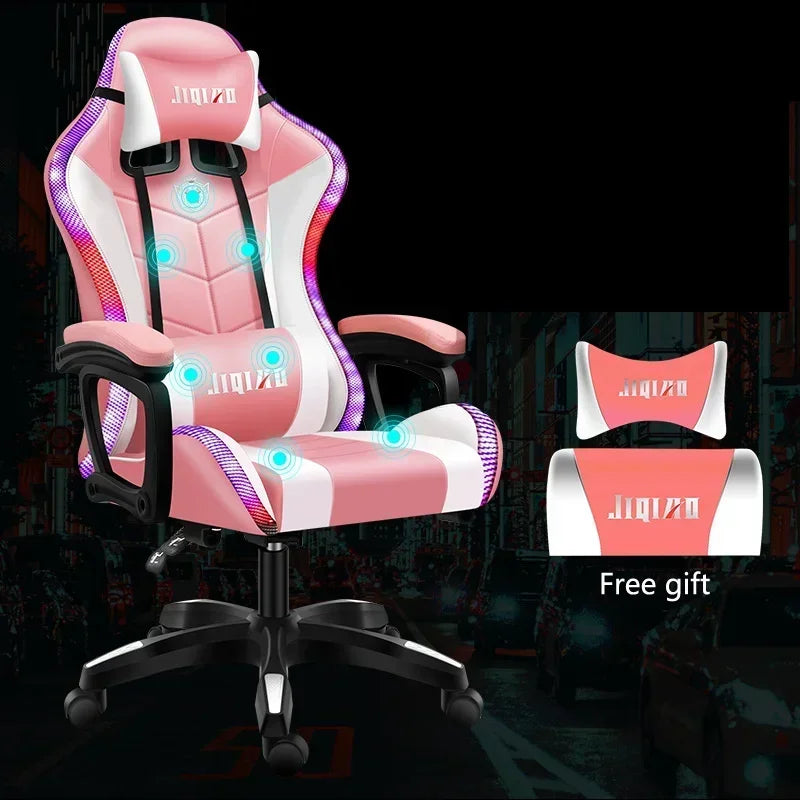 RGB Gaming Chair Ergonomic Computer Chair with Massage Function, Reclining Office Chair, Swivel Gamer Chair with Adjustable Height and Armrests