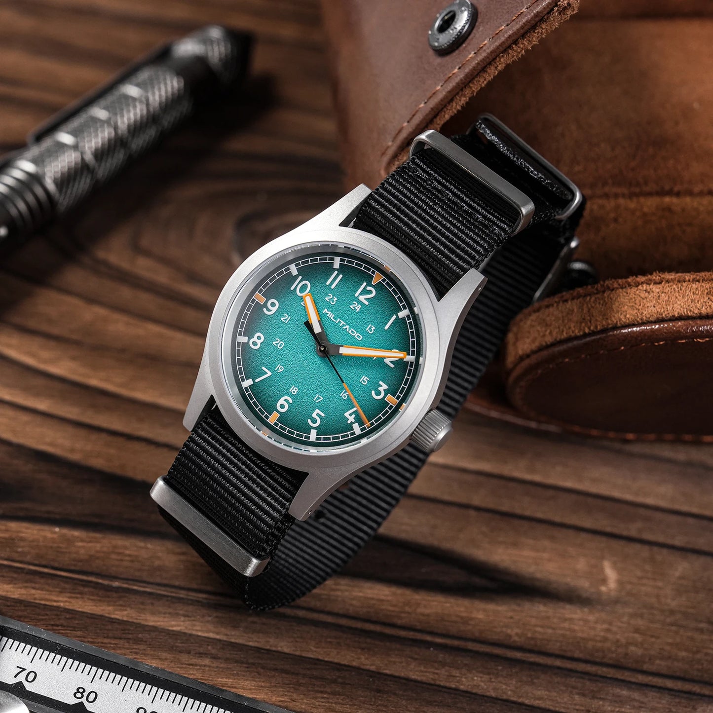 ML24 Field Watch Mens 38mm Vintage Military Style VH31 Sweep Quartz Domed Sapphire Super C3 Lume 316L Steel 100M