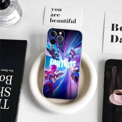 Cartoon B-Battle-R-Royale-F-FortniteS for iPhone 17 16 15 14 13 12 11 Pro Max Plus Transparent Soft TPU Phone Cover