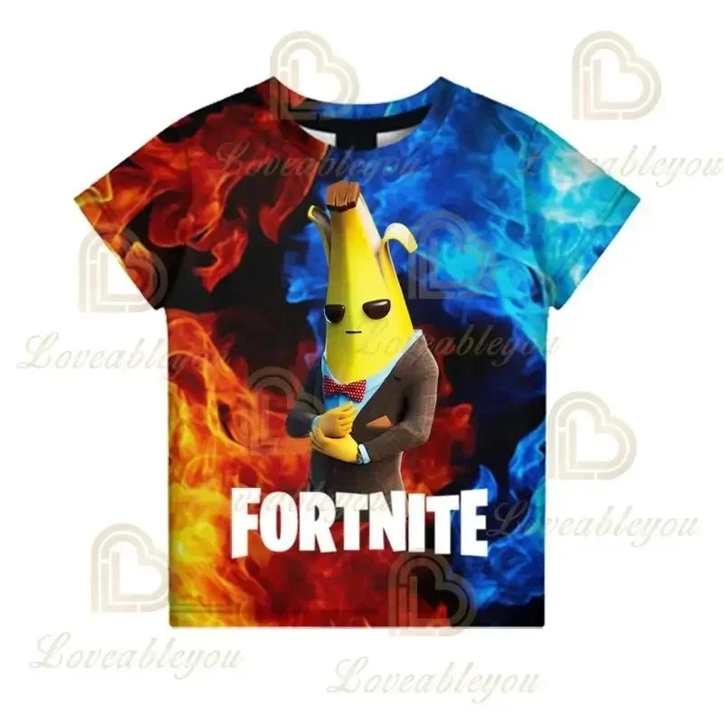 Fortnite Adult Children's Clothing 3D Digital Printing Loose Large Size Short-sleeved T-shirt Kids Summer Tee Tops