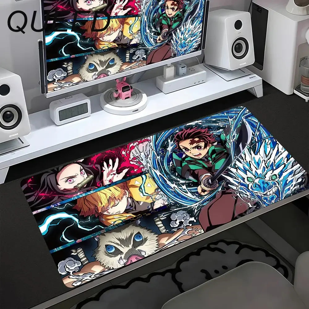Computer Table Mat Keyboard Desk Pads Anime Mouse Pad Kawaii Girl Mousepad 900x400mm Rubber Non-slip Mouse Mats Demon Slayers XL