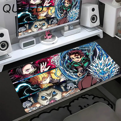 Computer Table Mat Keyboard Desk Pads Anime Mouse Pad Kawaii Girl Mousepad 900x400mm Rubber Non-slip Mouse Mats Demon Slayers XL