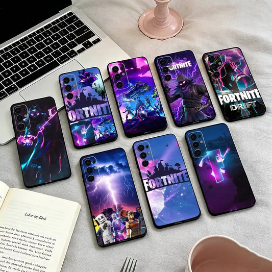 Game F-F-Fortnites Phone Case For Samsung S25, S24, S21, S22, S23, S30, Ultra, S20, Plus, Fe, Lite, Note, 10, Black Cover