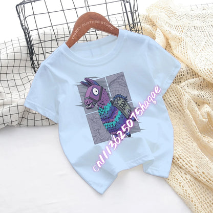 Fortnite Children’s T-shirts Game Cartoon Printed Characters Fortress Night Tees Game Short Sleeve Tops Summer Boys and Girls Clothes