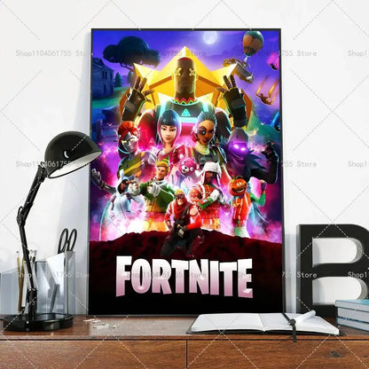 F-Fortnites-Game Popular Poster Self-adhesive Art Waterproof Paper Sticker Coffee House Bar Room Wall Decor
