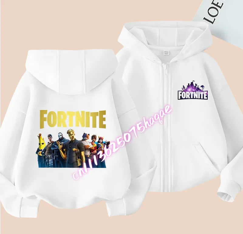 Fortnites Kinder-Kapuzenjacken mit Reißverschluss Anime Fortress Night Sweatshirts Game Frühling Herbst Hoodies Sportbekleidung Kinderkleidung Geschenk