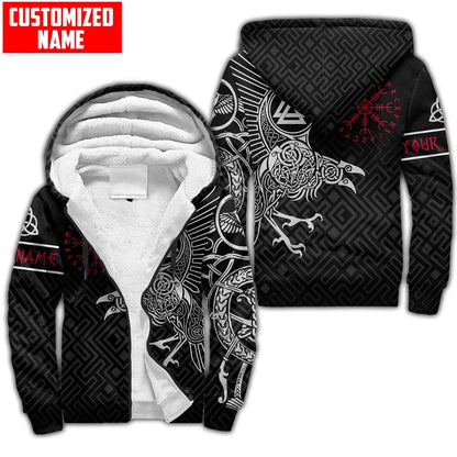 Odin Raven Fenrir Wolf Tattoo 3D Printed Men's Winter Thicker Zip Hoodie Unisex Casual Hooded Tracksuit Warm Fleece Jacket KD18