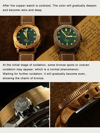 San Martin 42mm Retro Titanium Diver Watch NH35 Automatic Men Mechanical Watches Bronze Bezel Sapphire Luminous Waterproof 200m