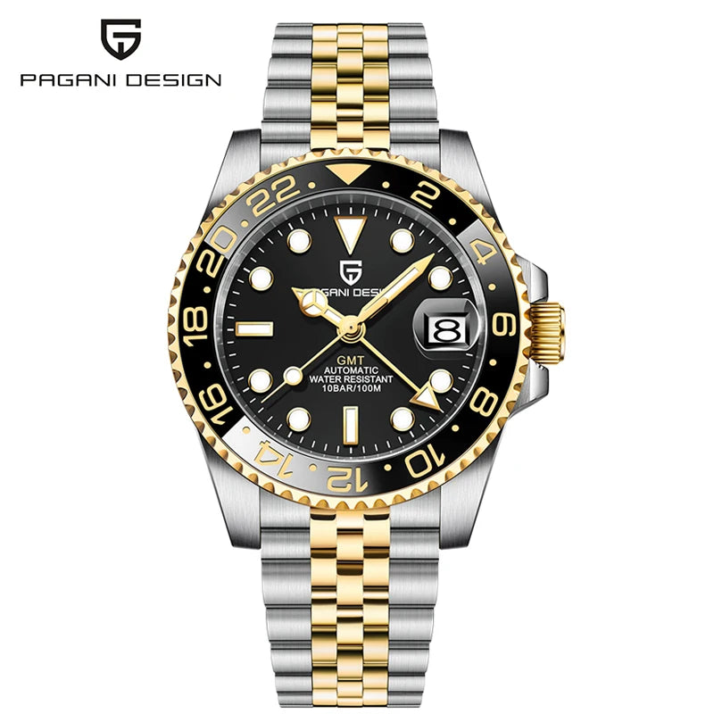 New 1662 PAGANI DESIGN GMT Automatic Watch 40mm Men's Wristwatch Top Brand 100M Waterproof Mechanical Wristwatches for Men Cloc
