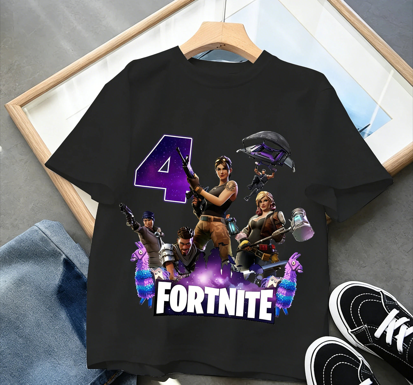 Fortnite Children’s Birthday Number T-Shirt Girls Boys Summer Clothes Baby Cotton Tee Shirts Party Short Sleeve Tops Toddler Gift