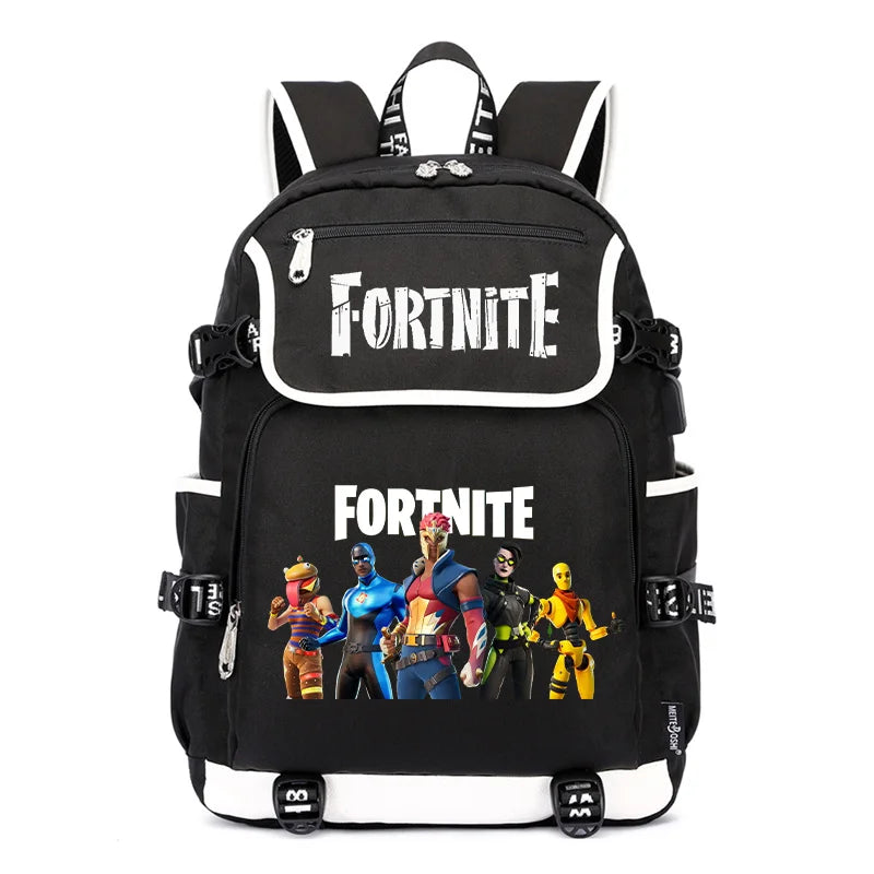 Fortnites раница с голям капацитет, ежедневна чанта за рамо с USB порт, унисекс аниме ученическа раница, нов стилен подарък за канцеларски принадлежности