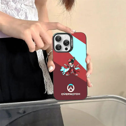 „Game O-Overwatch“ pikselinio stiliaus telefono dėklas iPhone 17 16 15 14 13 12 11 Pro MAX, matinis, atsparus smūgiams, nugarėlės apsauga nuo kritimų