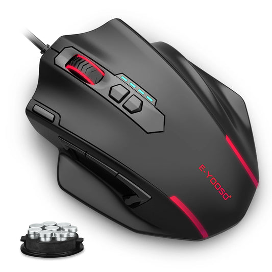 E-YOOSO X-41 Pro USB Wired Gaming Mouse RGB Backlit 12400 DPI 11Buttons Programmable Ergonomic Mice for Work Computer PC Laptop
