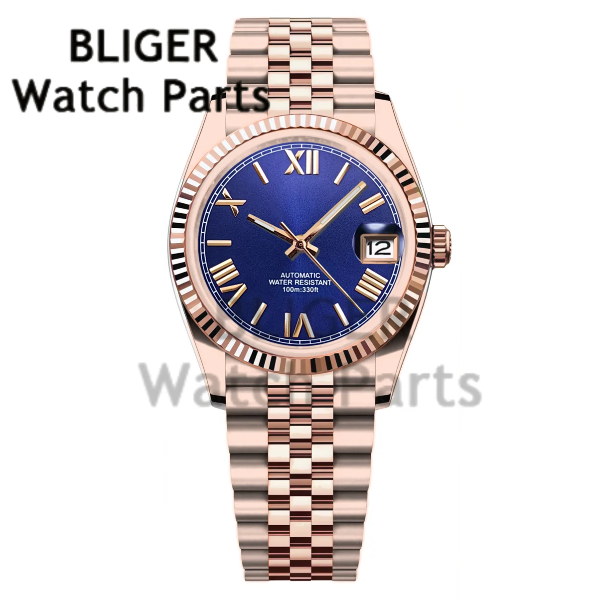 BLIGER 36MM 39MM Luxury Gold NH35 Automatic Mechanical Wristwatch Roman Number Men Watches Sapphire Crystal 10Bar Reloj Hombre