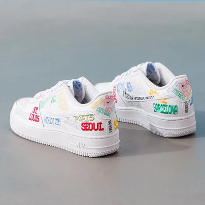 Nike ženske cipele za stariju djecu s vezenjem AF1 Air Force One niskog kupa ležerne cipele za dasku sportske cipele IO9739-100