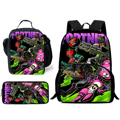 Hot Game Design Child Backpacks Lunch Bag Pencil Case Large Capacity School Bags for Boys and Girls Best Gift Fortnite