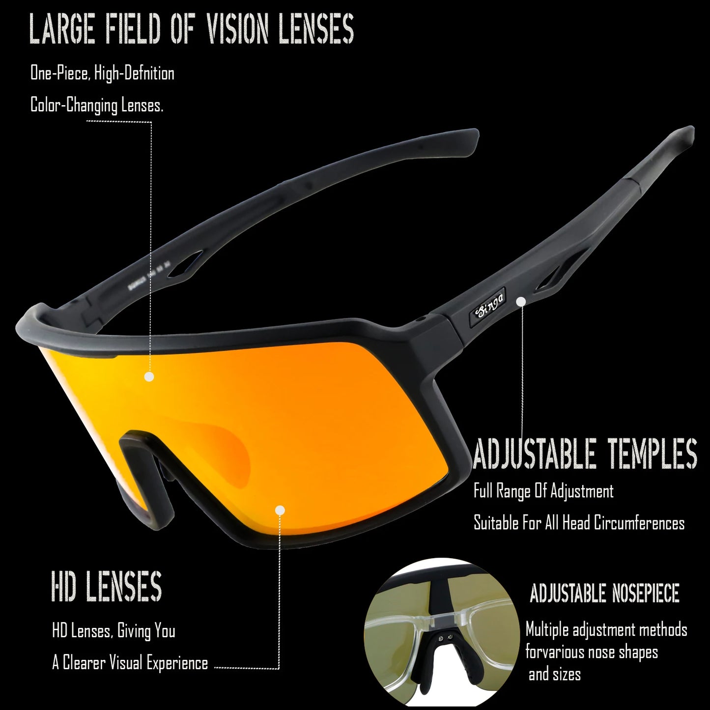 SINGA Photochromic Cycling Sunglasses Sport Glasses Road Bike Glasses MTB Eyewear for Man Women Riding Goggle Cycling Glasses