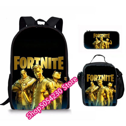 Fortnite 3PCS Backpack for Boys Victory Game 16 Inch Water Resistant Preschool Knapsack Cool Elementary School Backpacks