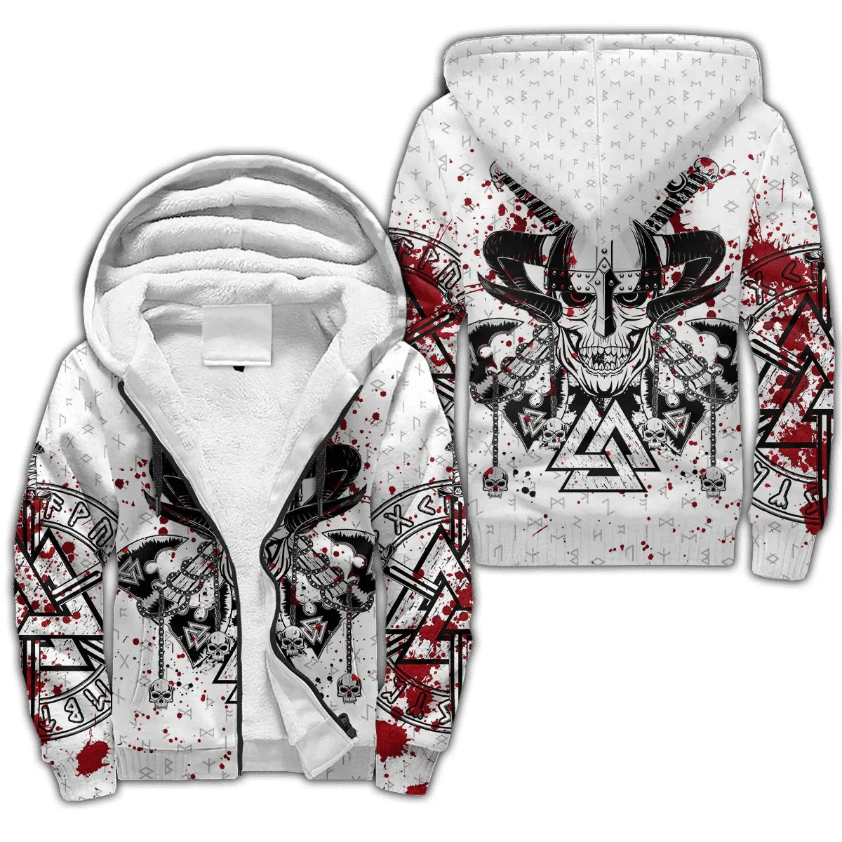 Odin Raven Fenrir Wolf Tattoo 3D Printed Men's Winter Thicker Zip Hoodie Unisex Casual Hooded Tracksuit Warm Fleece Jacket KD18