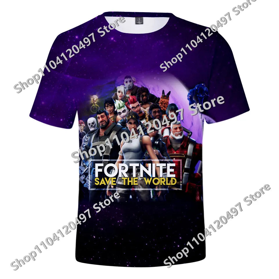 Japanese Anime Fortnite Summer T-shirt for Men and Women Battle Royale Short-Sleeved Casual Comfortable Loose Harajuku Streetwear