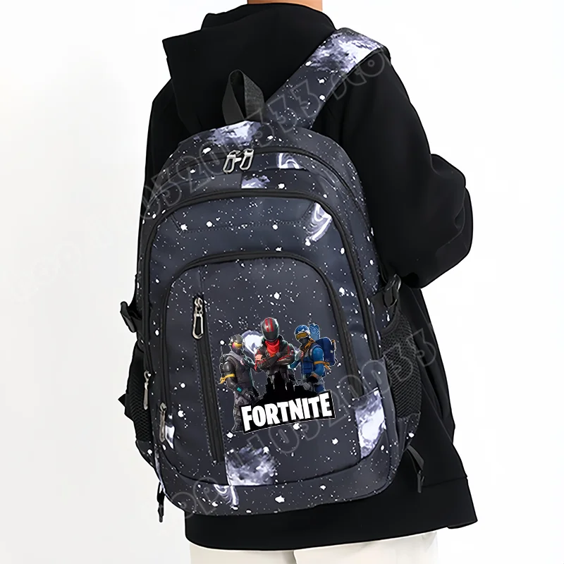 Раница Fortnite Starry Sky с голям капацитет, водоустойчива чанта за лаптоп с принт на игрови персонаж, ученическа раница за момчета и момичета за връщане в училище