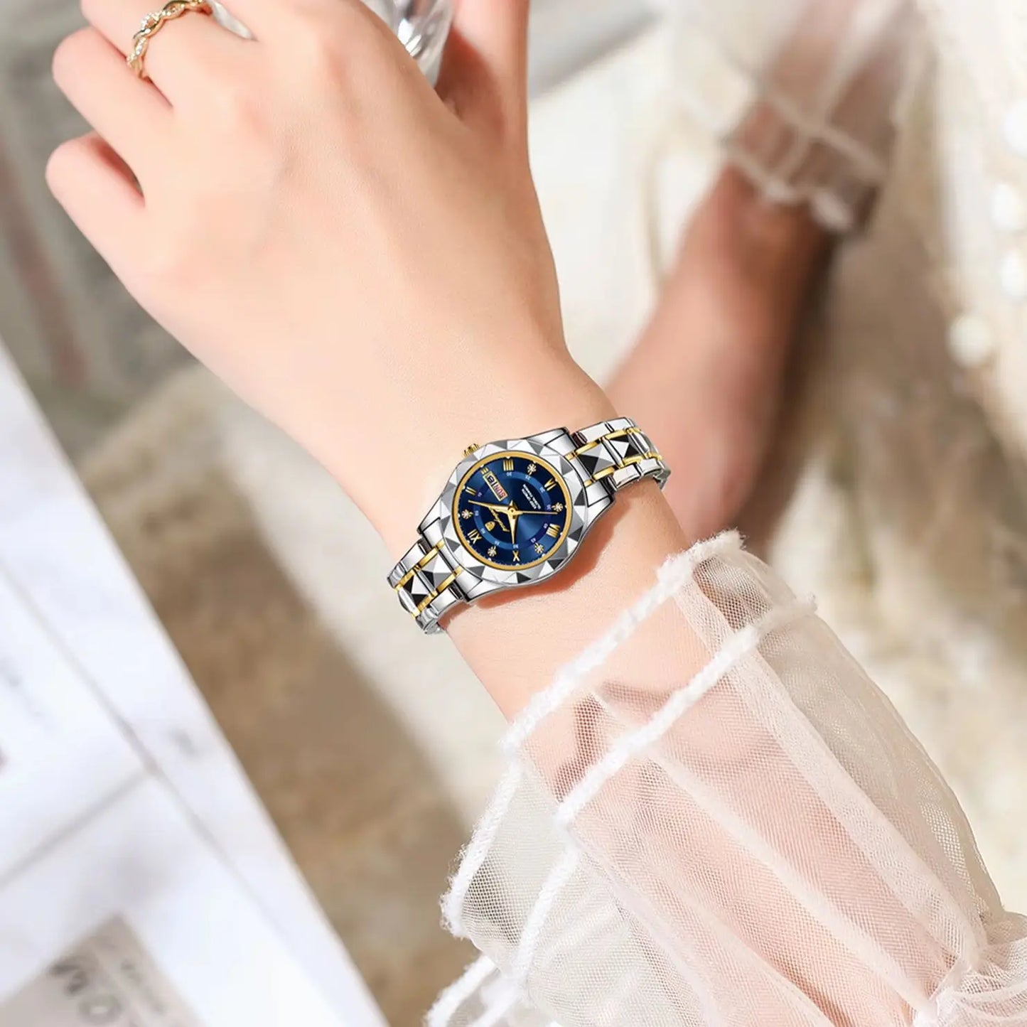POEDAGAR Top Luxury Watches For Women Stainless Steel Week Date Woman Wristwatch Luminous Waterproof Fashion Quartz Ladies Watch