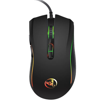 Hoogwaardige optische professionele gamingmuis met led-achtergrondverlichting in 7 heldere kleuren en ergonomisch ontwerp, 3200 DPI, voor LOL CS-gamers