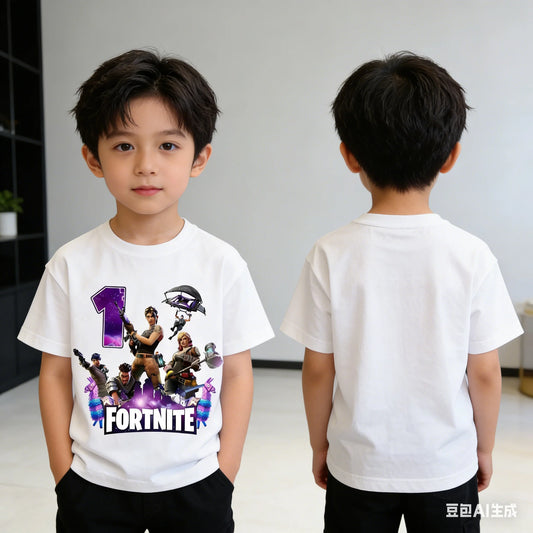Fortnite Children’s Birthday Number T-Shirt Girls Boys Summer Clothes Baby Cotton Tee Shirts Party Short Sleeve Tops Toddler Gift