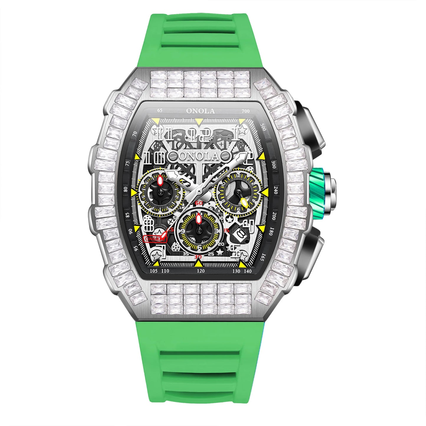 Hot Selling Fashion Fully Automatic Mechanical Watches Men ONOLA Unique Design with Diamond Inlaid Waterproof Tape Men's Watch