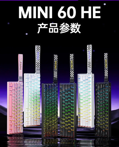 AULA Mini60 HE Magnetic Switch Keyboard RGB Tri Mode Wireless Mechanical Keyboard 8000Hz 0.01mm RT Gaming Keyboard Gamer Gifts