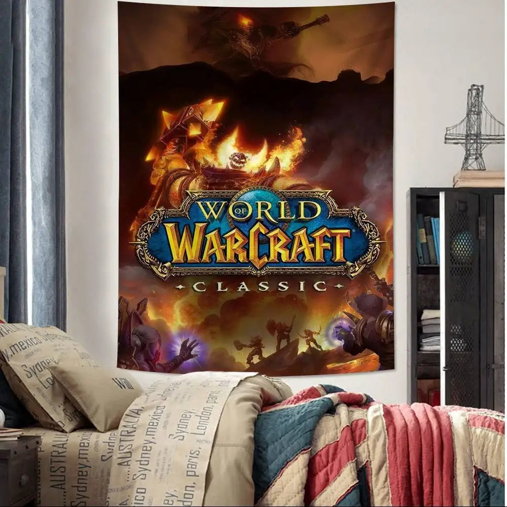 Hot Game World Of Warcraft Printed Large Wall Tapestry Cheap Hippie Wall Hanging Bohemian Wall Tapestries Mandala Home Decor