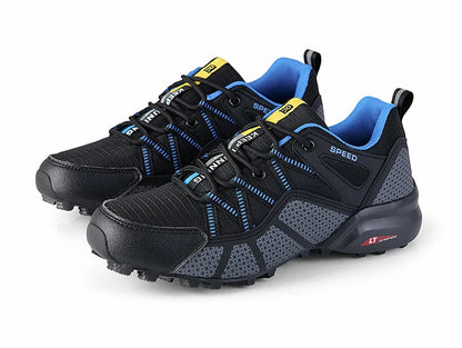 Męskie buty turystyczne – buty sportowe do terenów o zróżnicowanym ukształtowaniu terenu, z oddychającą siateczką, antypoślizgowe, odporne na zużycie – buty turystyczne i rowerowe