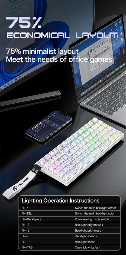ATTACK SHARK R82 HE Magnetic Keyboard Gaming 8000Hz Rapid Trigger Wired ProGamer 75% Keyboard,0.005mm RT Accuracy,0.08ms Latency