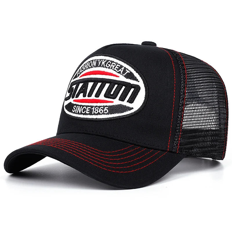 Nova uniseks klasična bejzbolska kapa STATION s uzorkom slova, mrežasta kapa za muškarce i žene, prozračna streetwear ljetna trucker kapa